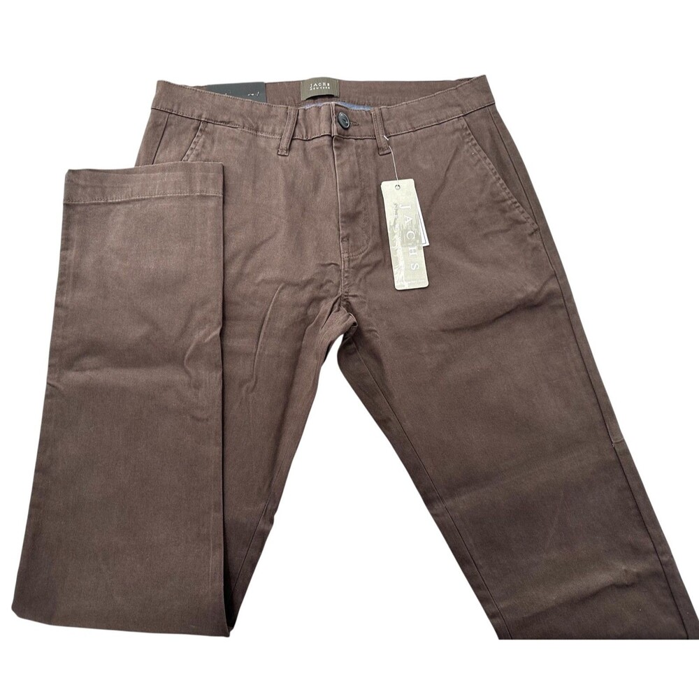 JACHS NY Men's 31x34‎ Slim Straight NWT Chocolate Brown Cotton Twill Chino Pants